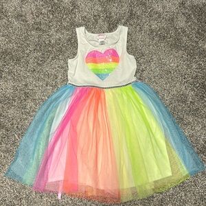EUC rainbow heart tutu dress
